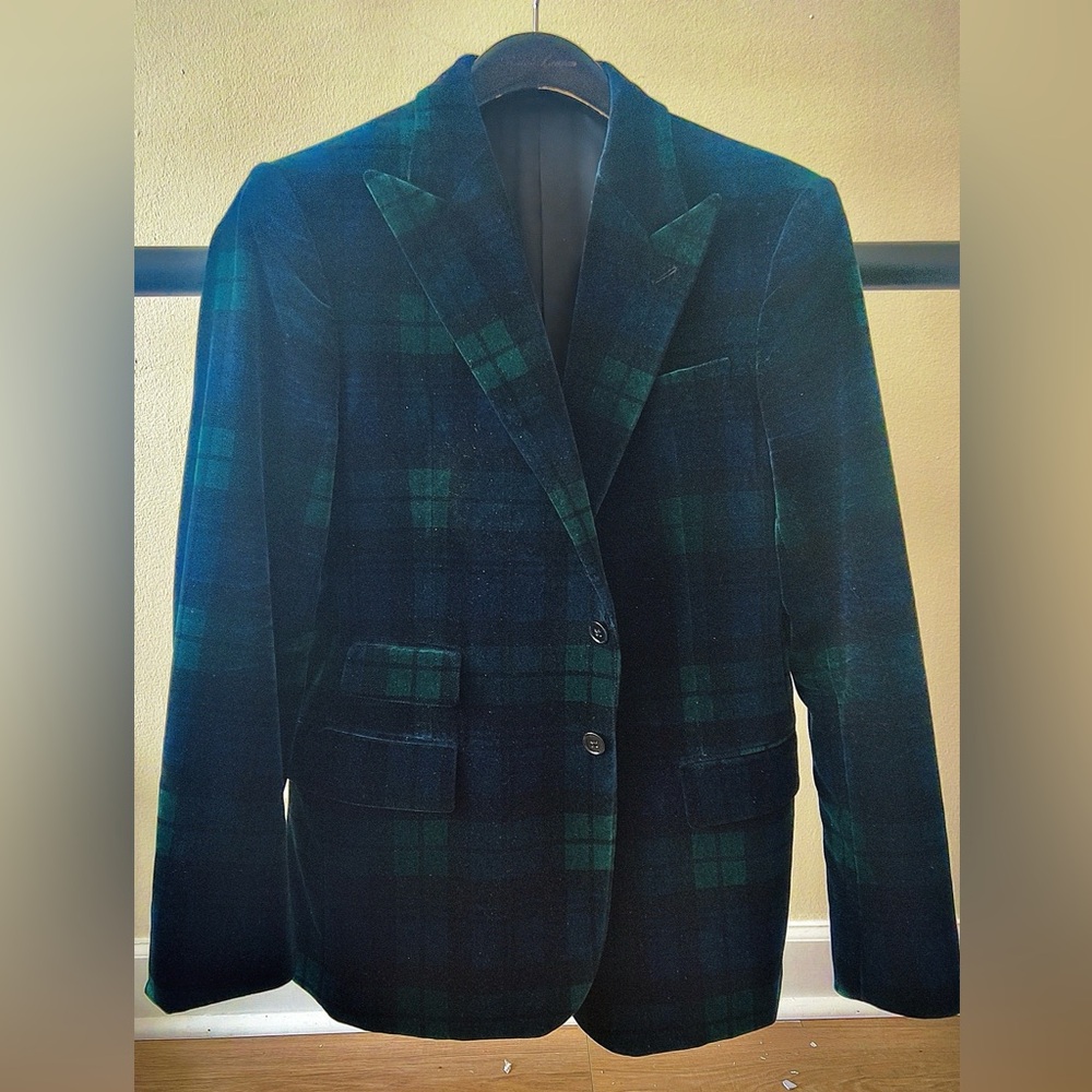 Ralph Lauren Purple Label Hand tailored suit jacket 38s green plaid $3500rrp